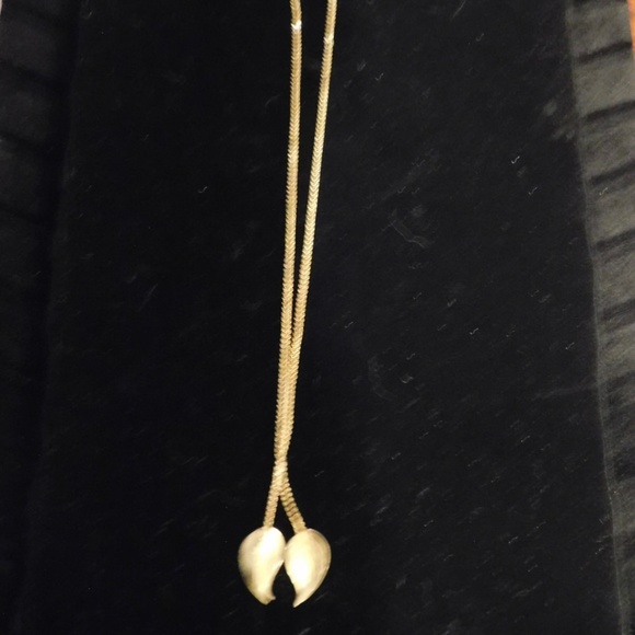 Golden Double Leaf Necklace - Picture 2 of 12